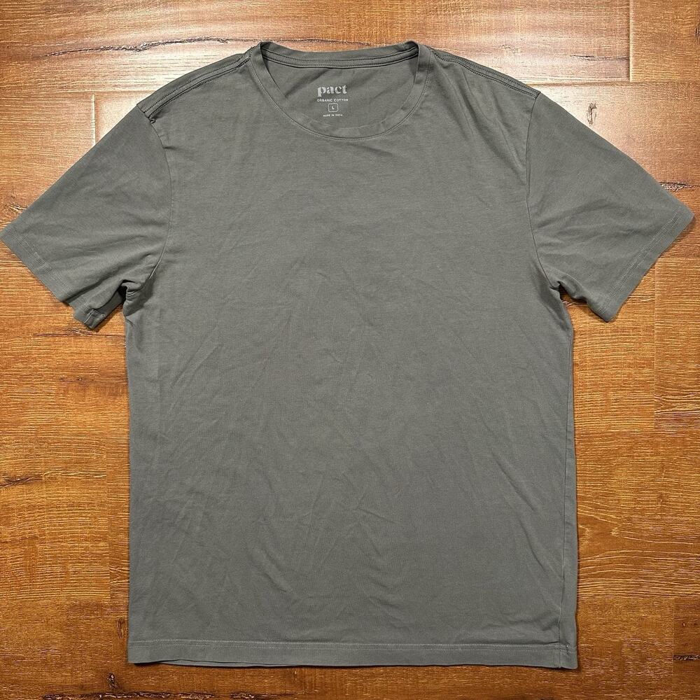 Pact Organic Cotton T Shirt Mens M Gray Short Sleeve Crew Neck Sustainable Eco